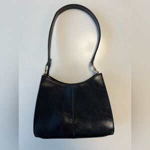 Vintage Liz Claiborne Black Faux Leather Shoulder Bag